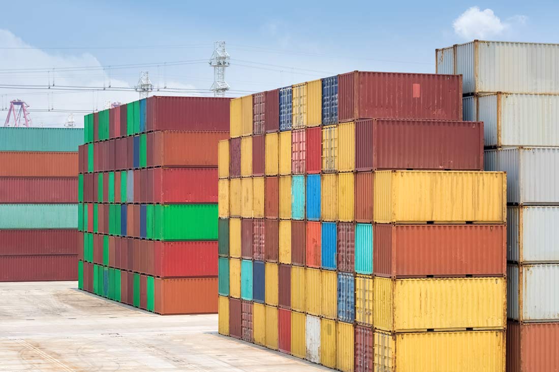 Terminal containers with yard spacing optimized