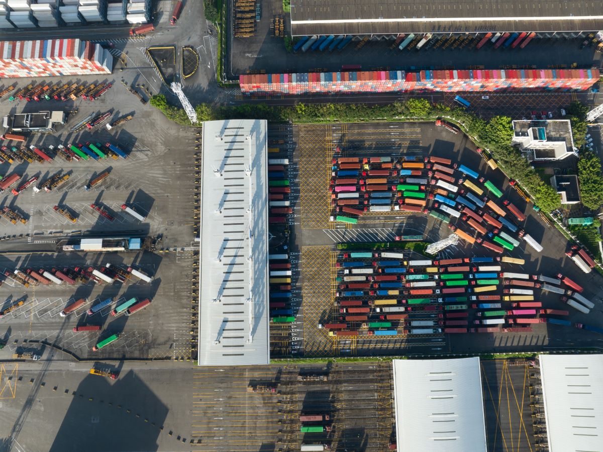Aerial view of a container terminal